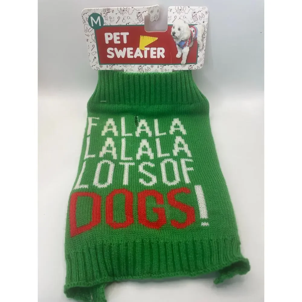 Holiday Dog Sweater Medium Green Red Ugly Christmas Falalala Pet Puppy Vest NWT